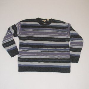 100% Lambs Wool B. Moss 90's style stripped Crew Neck Sweater